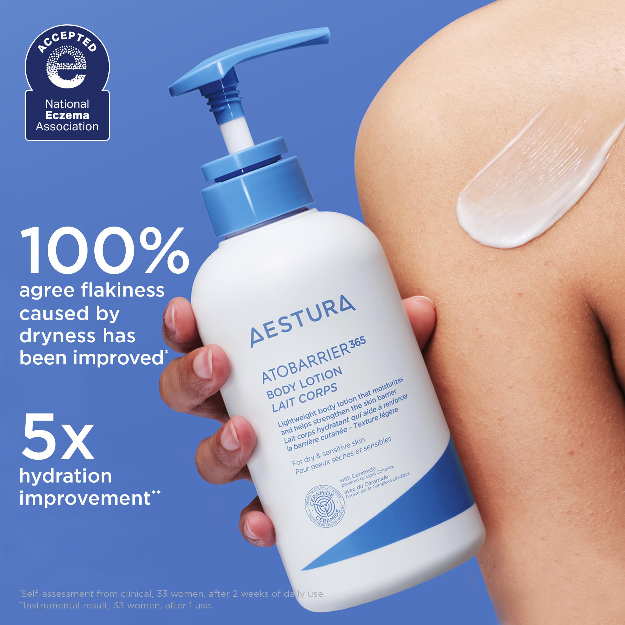 AESTURA ATOBARRIER365 National Eczema Association approved badge visible.