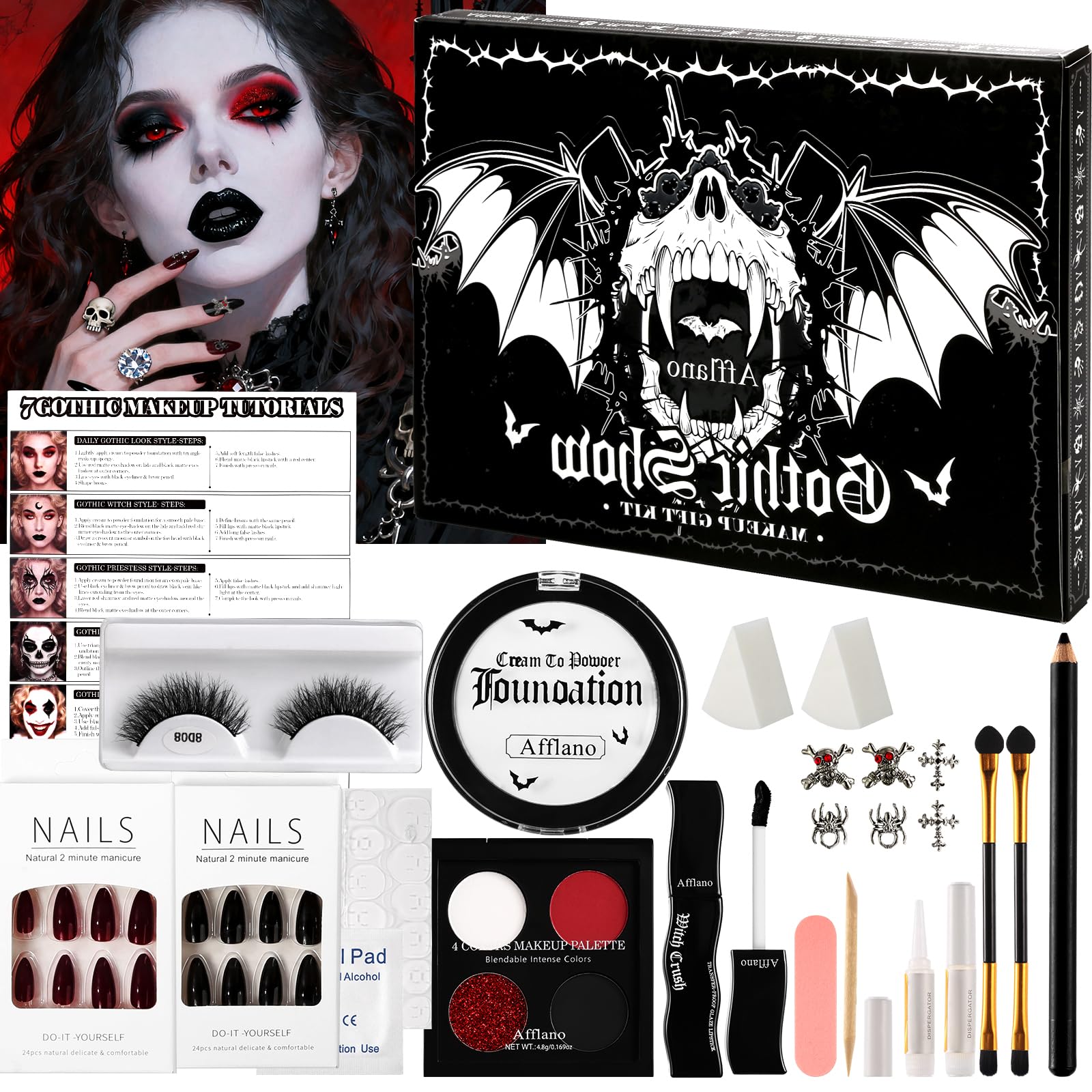 Afflano Goth White Foundation Cream for an even base in dramatic costumes