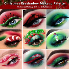 Afflano Green Eyeshadow Palette red-green hues for vibrant eye makeup.