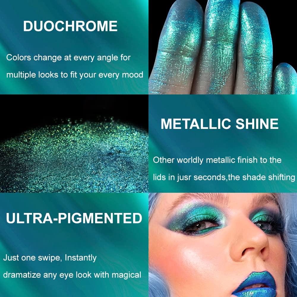 Afflano holographic chrome eyeshadow adds a luminous reflective glow