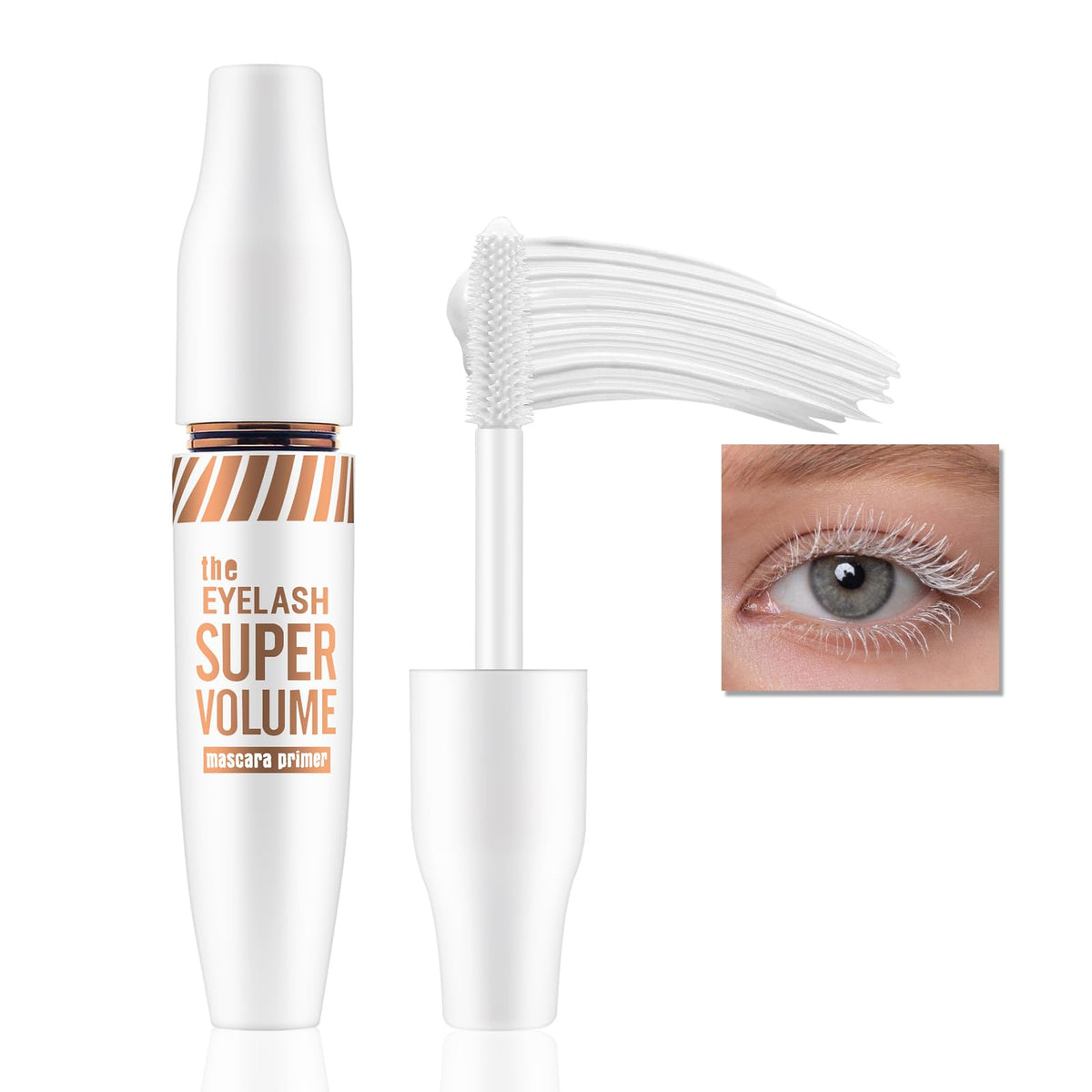 AFGHOUZ White Mascara Primer bottle showing brightening formula for awake eyes