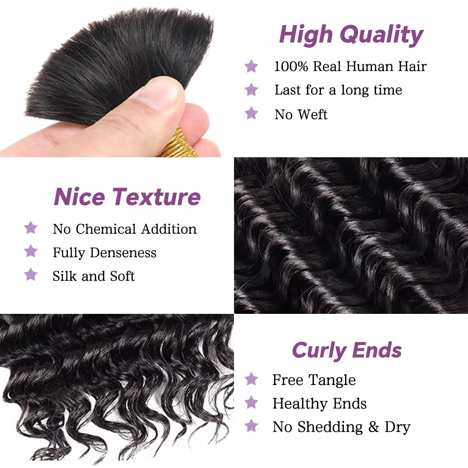 Afihond 3-bundle natural color 18-inch braiding hair adds length