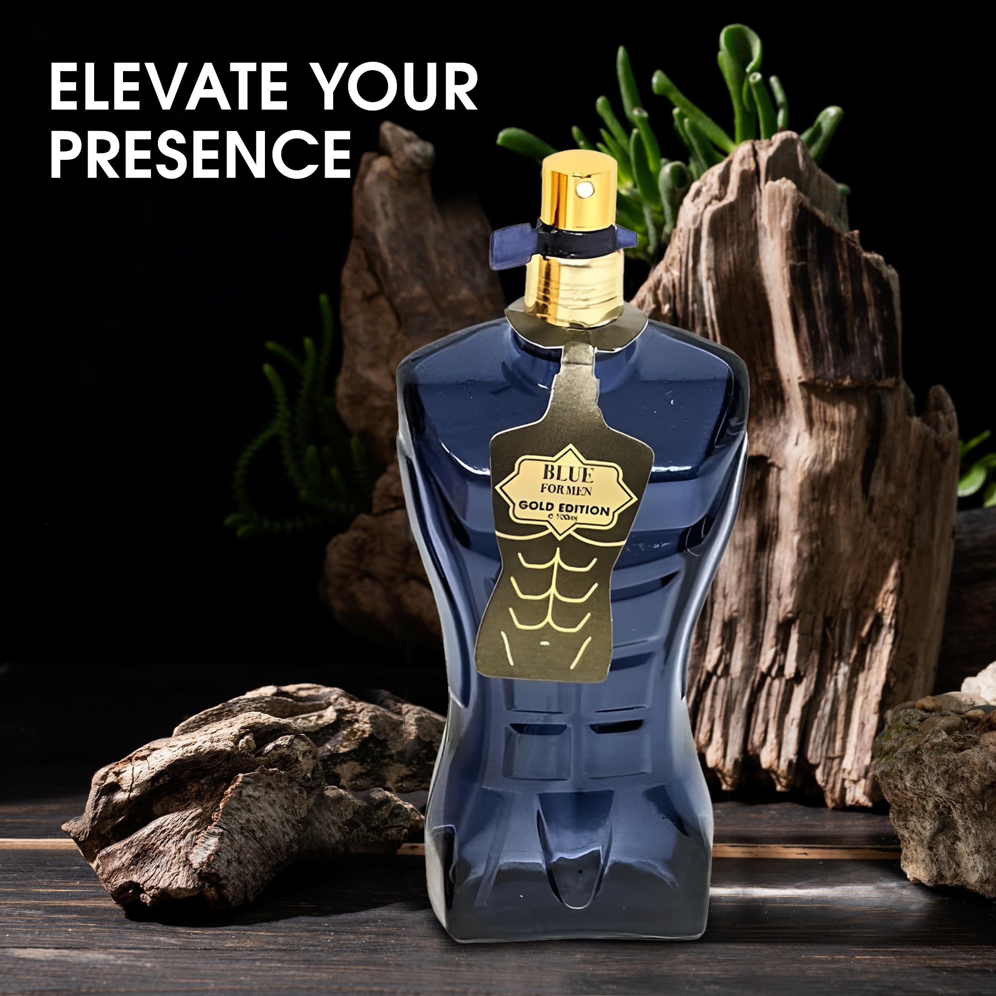 AFLUXE Blue For Men Gold bottle top view.