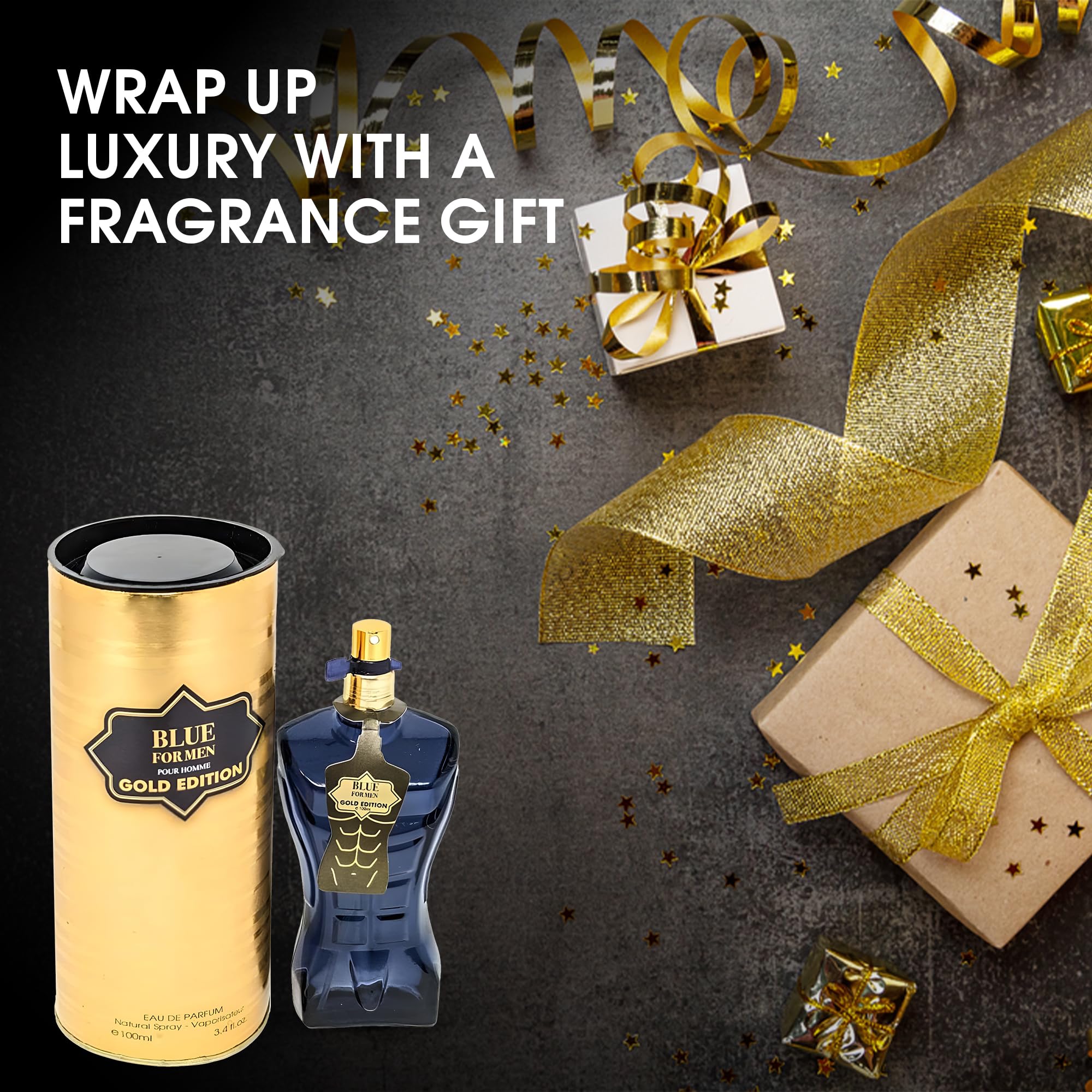 AFLUXE Blue For Men Gold gift-ready packaging for holidays.