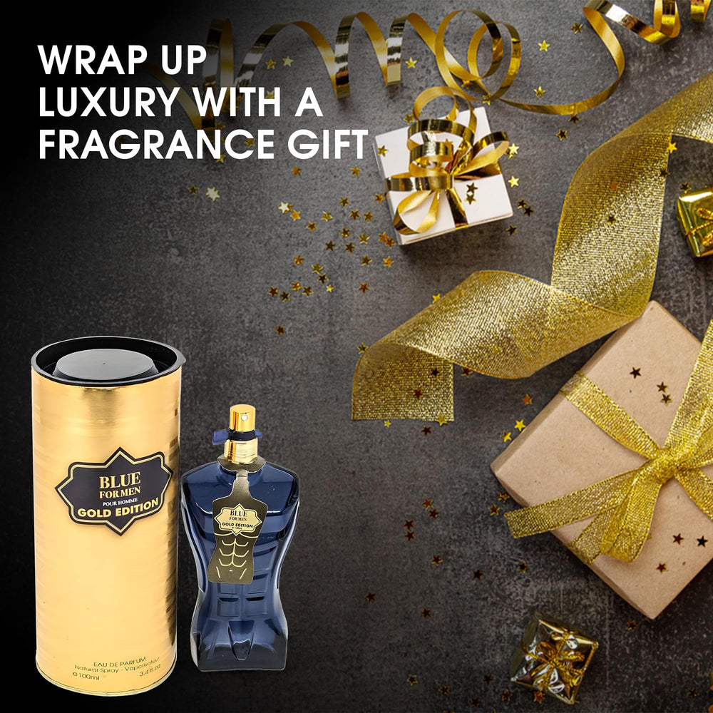AFLUXE Blue For Men Gold gift-ready packaging for holidays.