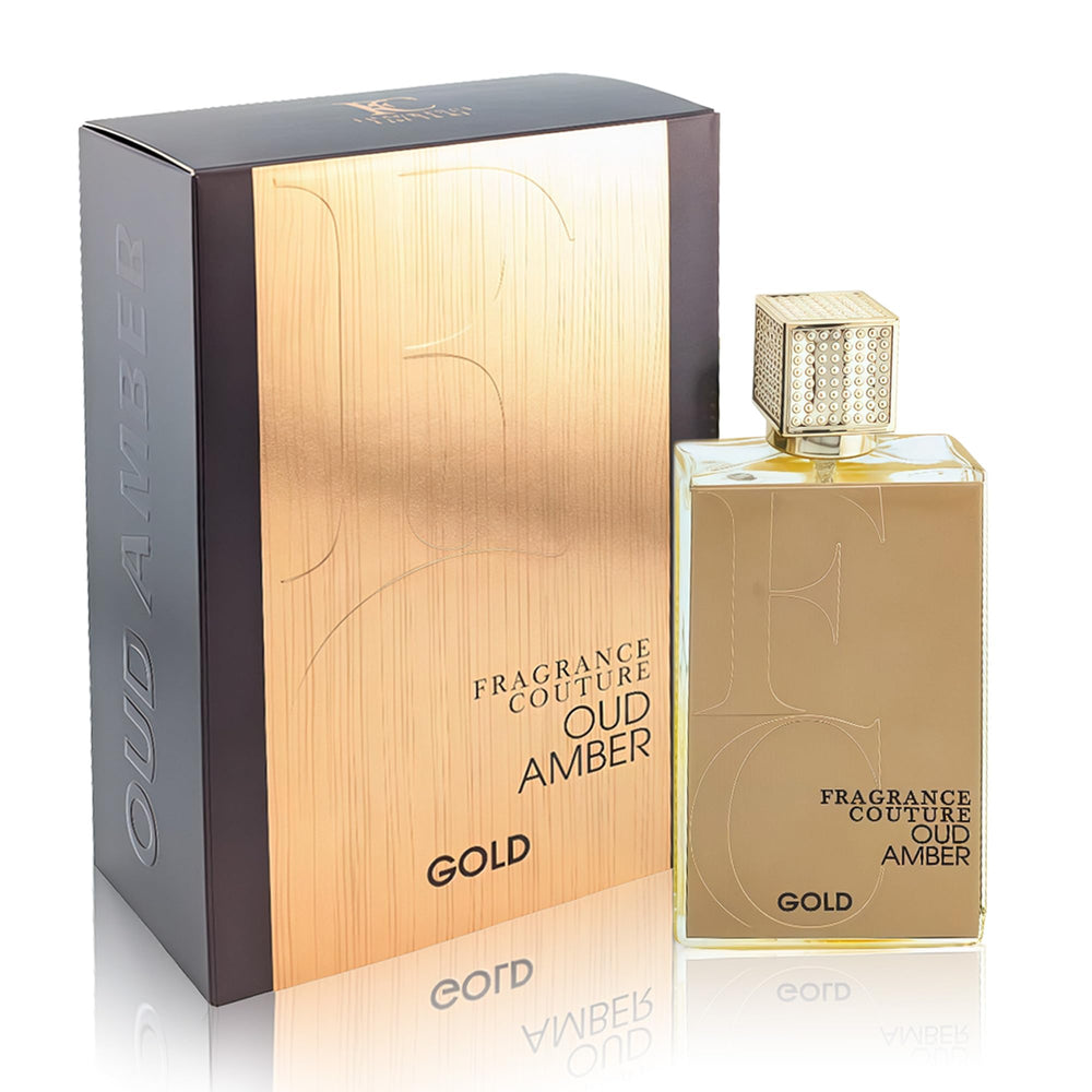 AFLUXE Oud Amber Gold bottle front view, ideal for bold unisex daily wear.