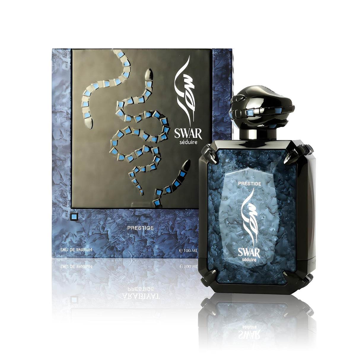 AFLUXE SWAR SEDUIRE bottle front showcases bold amber-spice notes.