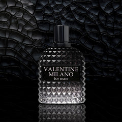 AFLUXE Valentine Milano bottle side highlights luxury details for refined grooming rituals.