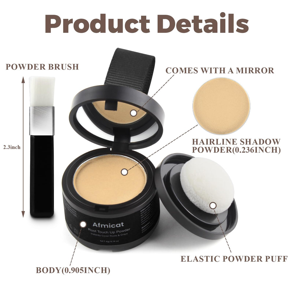 afmicat hair thinning concealment powder demonstrates fuller-looking hair.