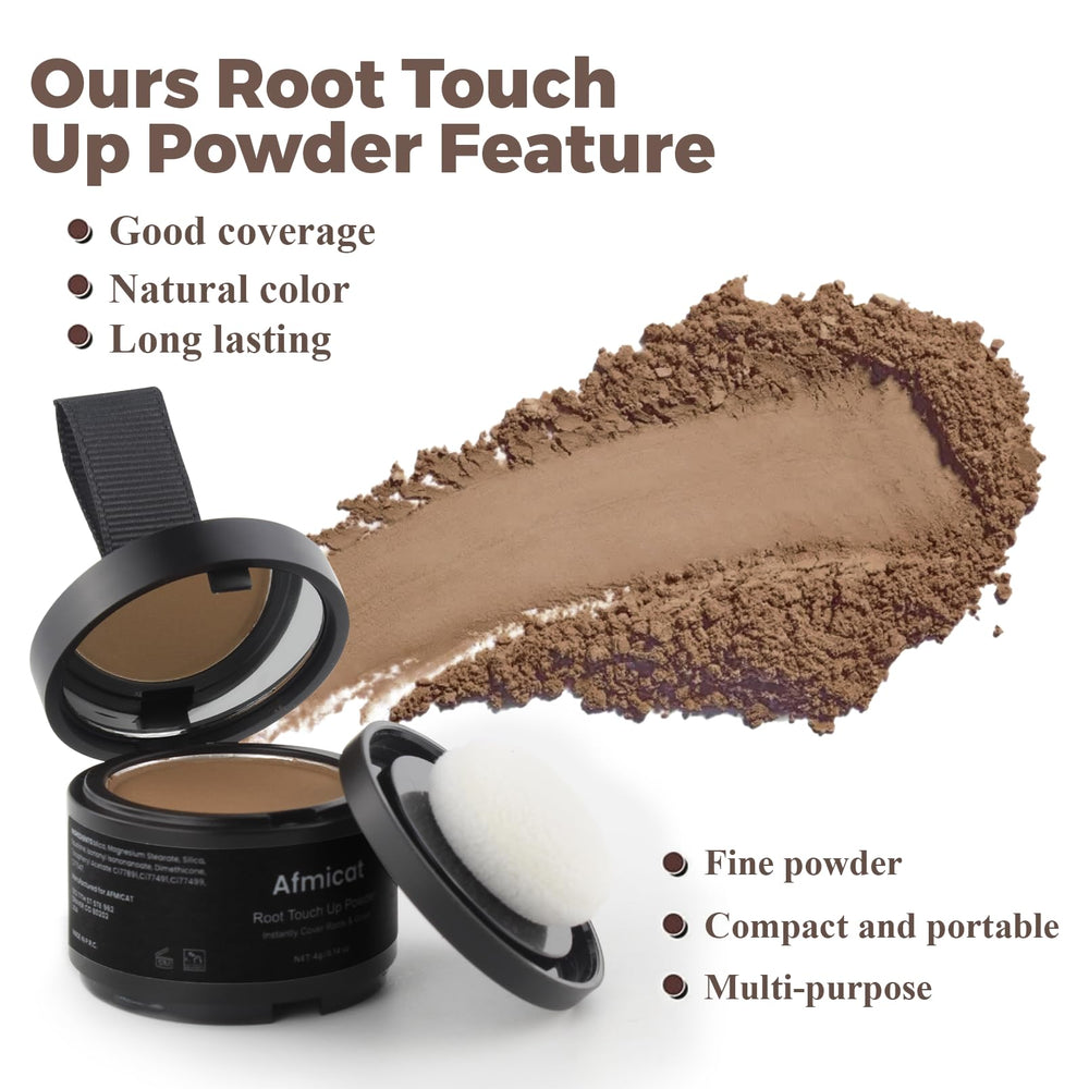 afmicat Instant Hairline Powder demonstrates gray coverage blending