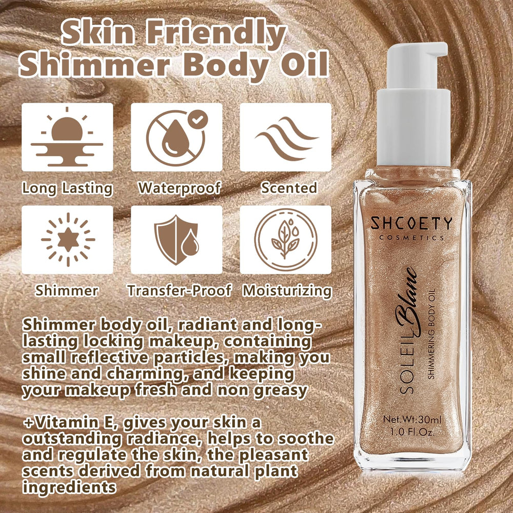 afmicat Shimmer Body Oil delivers silky hydration without greasiness.