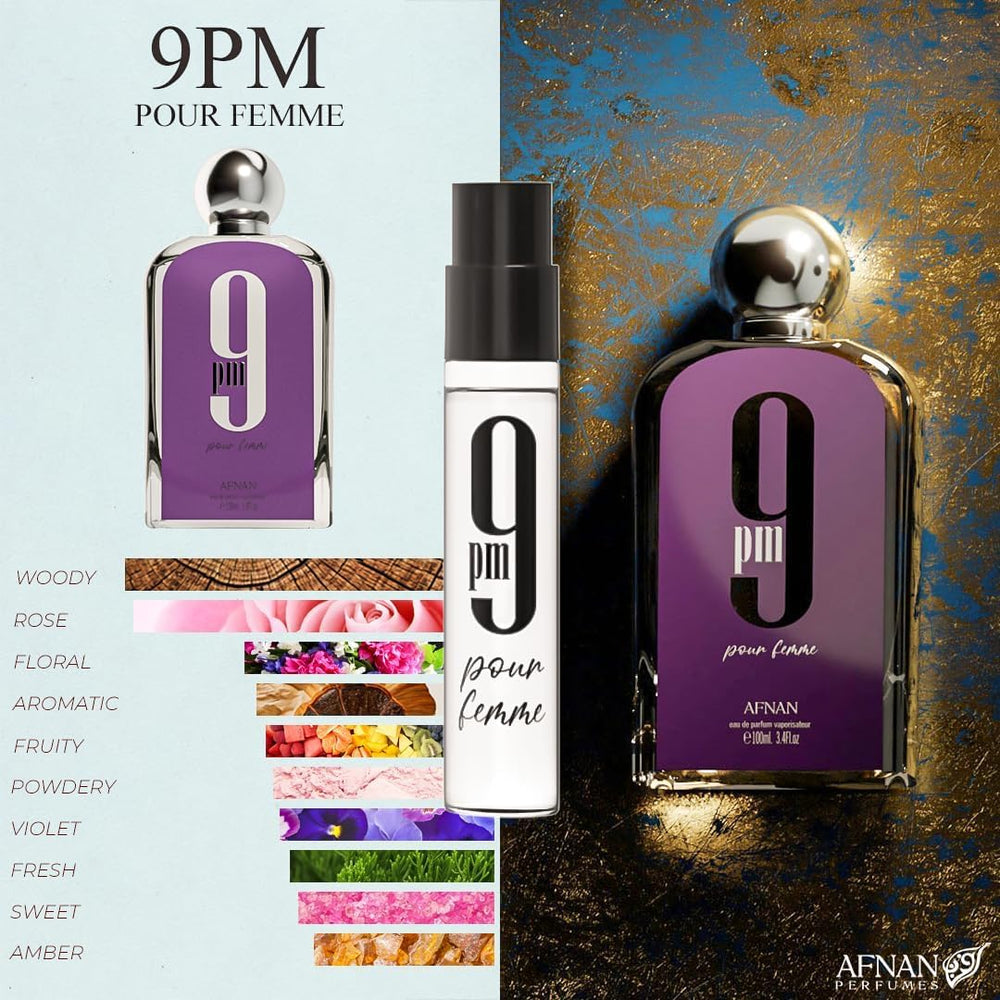 Afnan 9PM Rebel Unisex 2ml vial, bold and modern scent sample