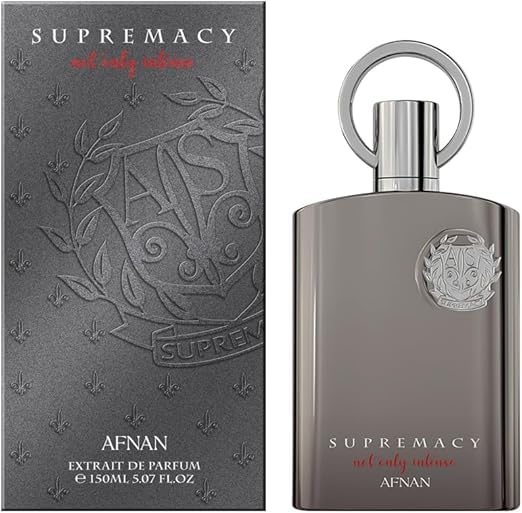 Close-up of Afnan Supremacy Not Only Intense packaging highlighting premium design for daily wear