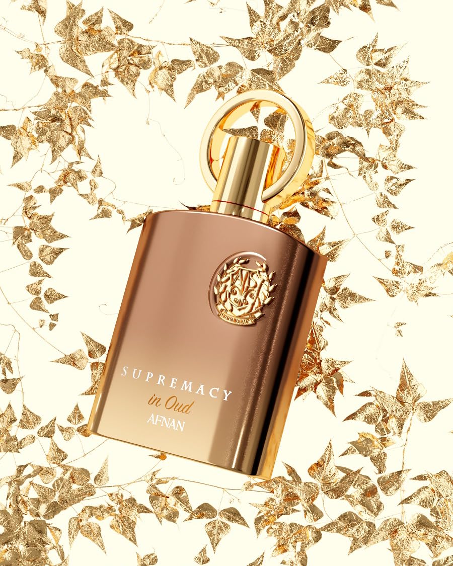 Afnan Supremacy Oud label artwork on bottle showcases premium packaging.