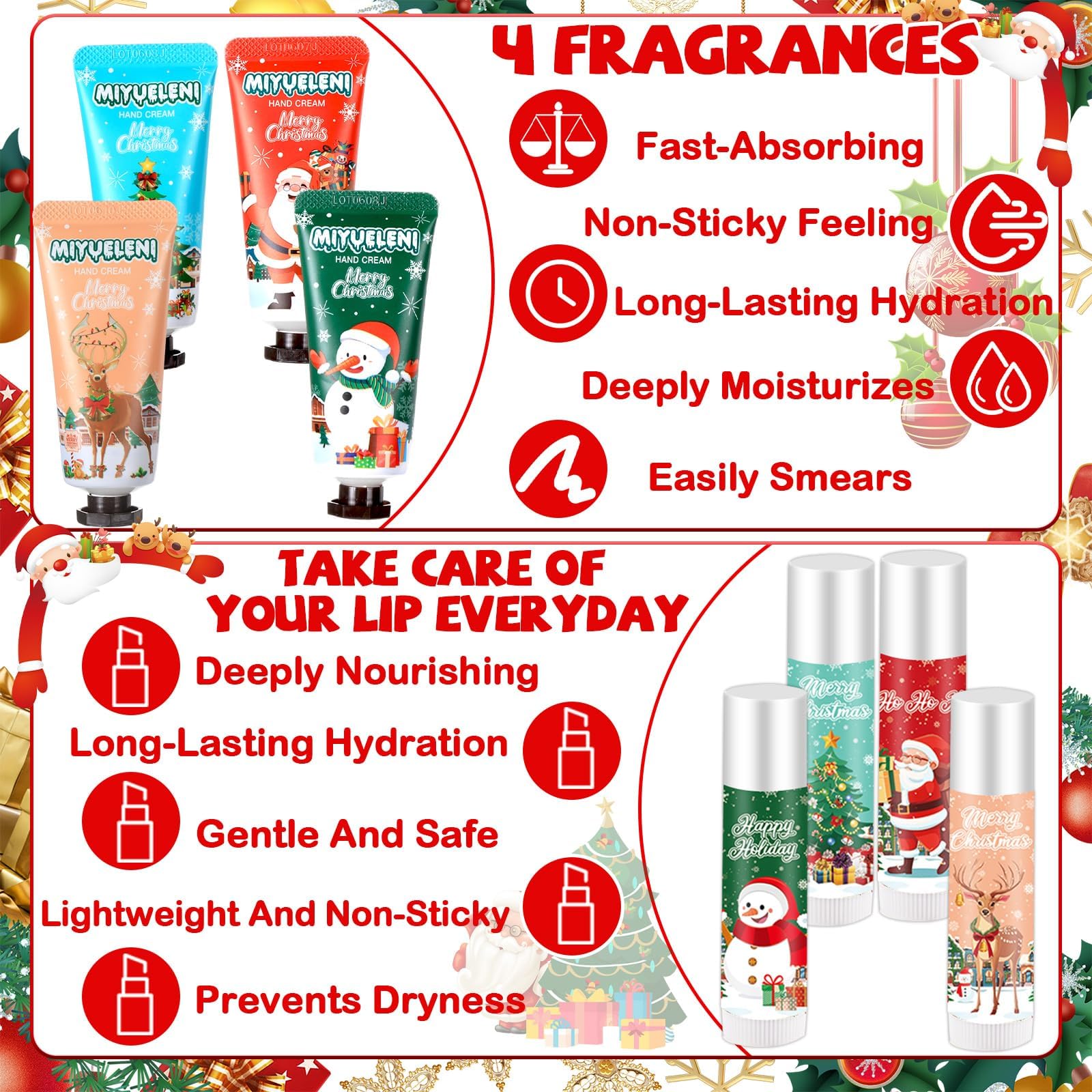 Afniimyapt holiday cards - add a personal note to each lip balm gift.
