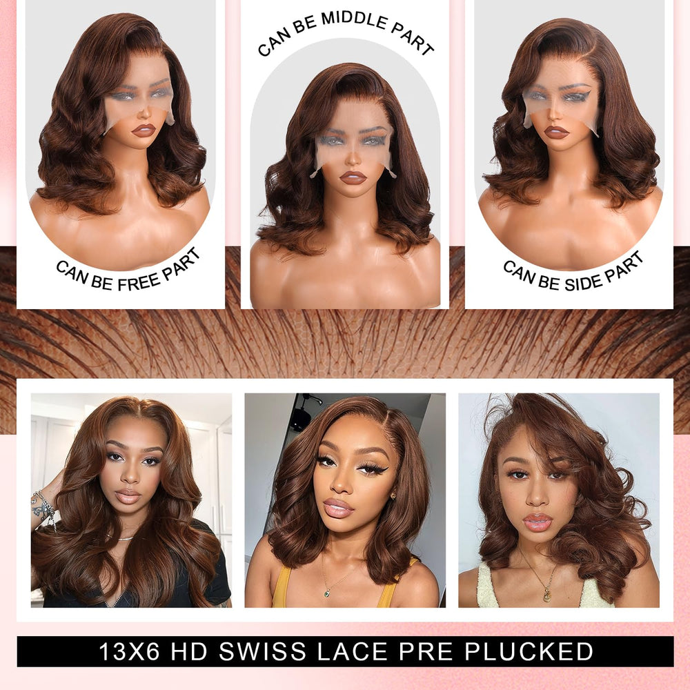 Afribye brown wig 13x6 lace parting area for versatile part styles.