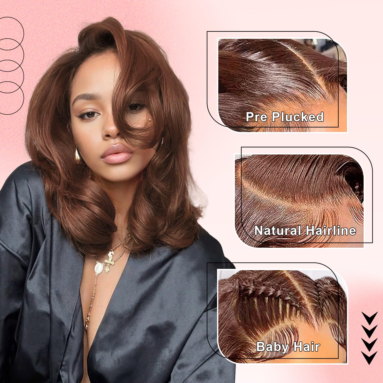 Afribye brown wig pre-plucked hairline for ready-to-style look.