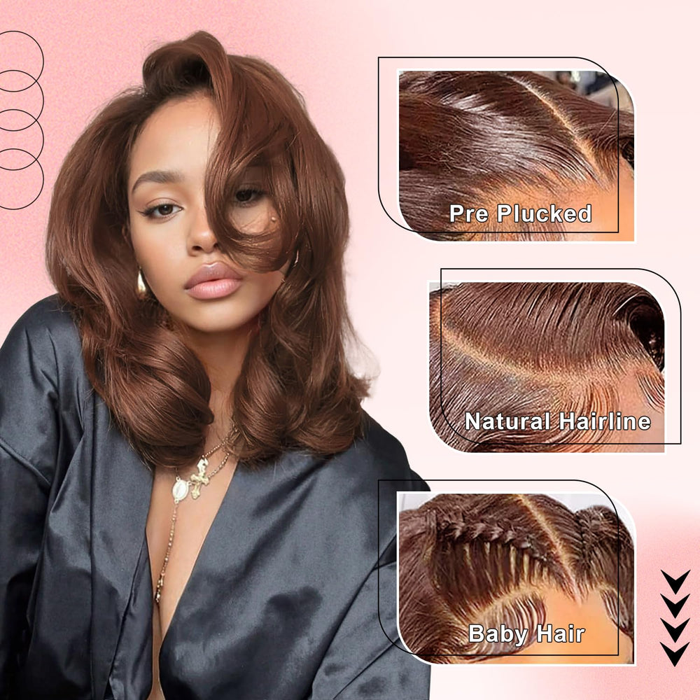 Afribye brown wig pre-plucked hairline for ready-to-style look.