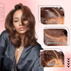 Afribye brown wig pre-plucked hairline for ready-to-style look.
