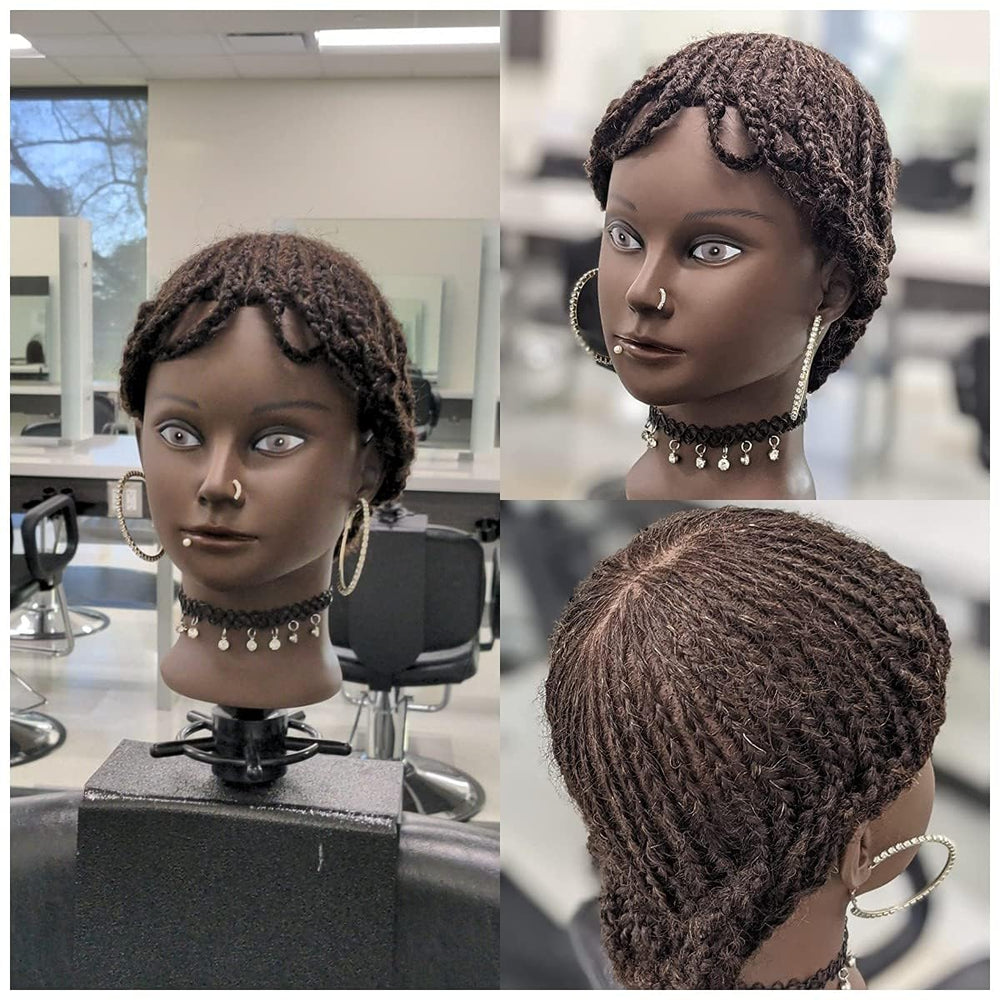 African mannequin head for cutting and trimming practice with natural texture