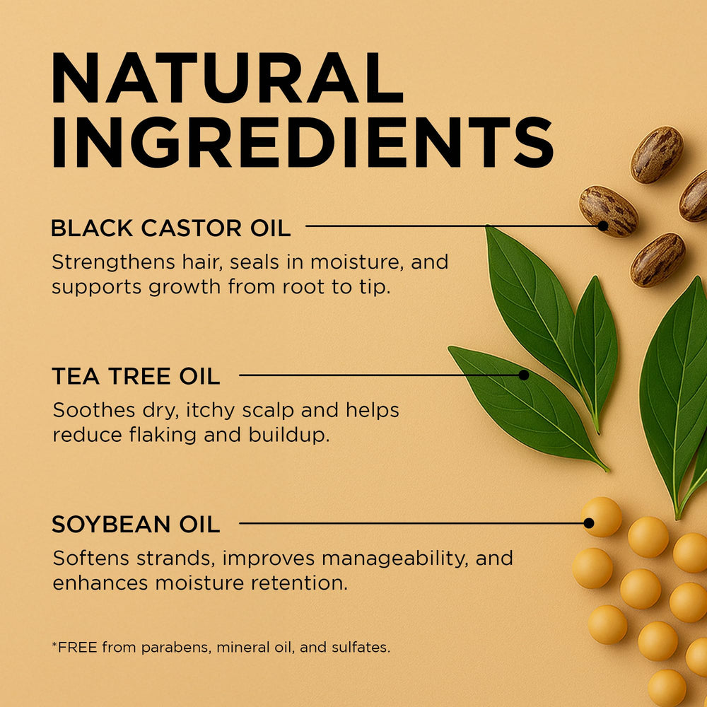 Close-up of African Pride Black Castor Miracle Oil texture for smooth shine