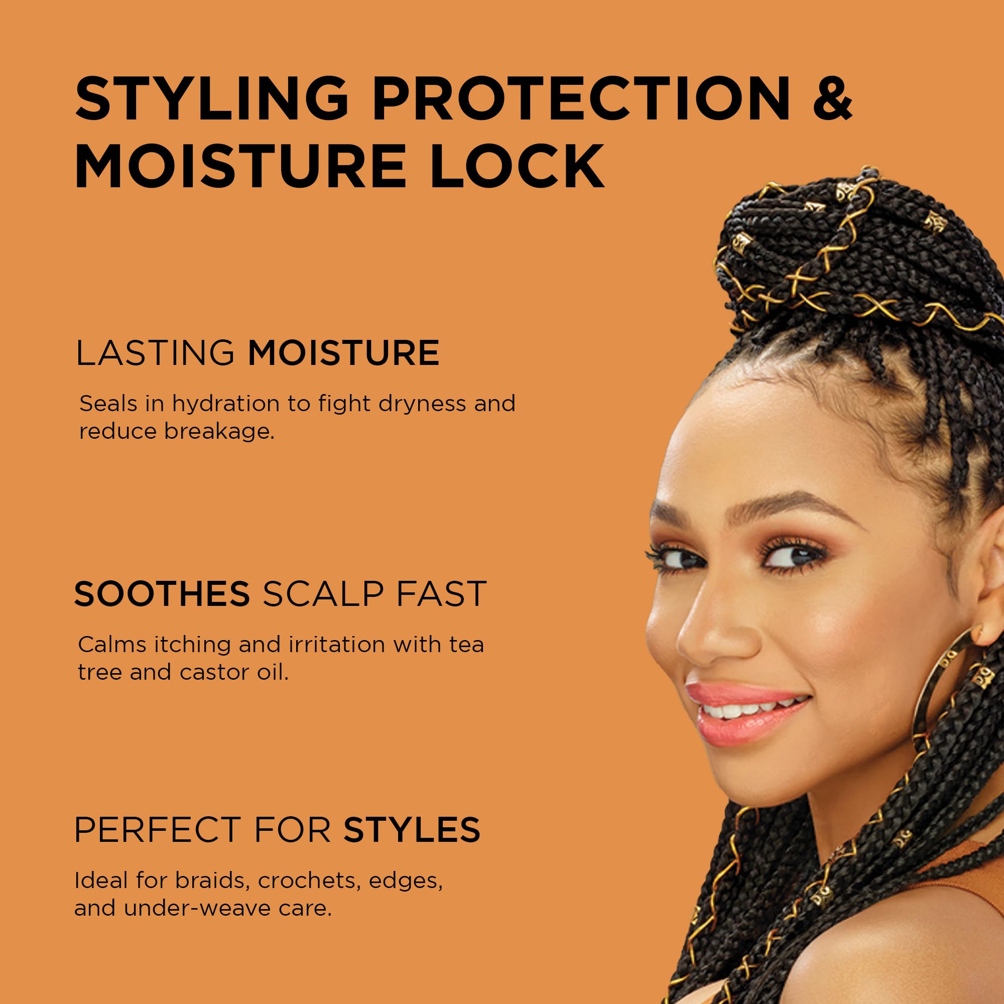 African Pride Black Castor Miracle scalp relief with tea tree for itch comfort