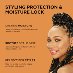 African Pride Black Castor Miracle scalp relief with tea tree for itch comfort