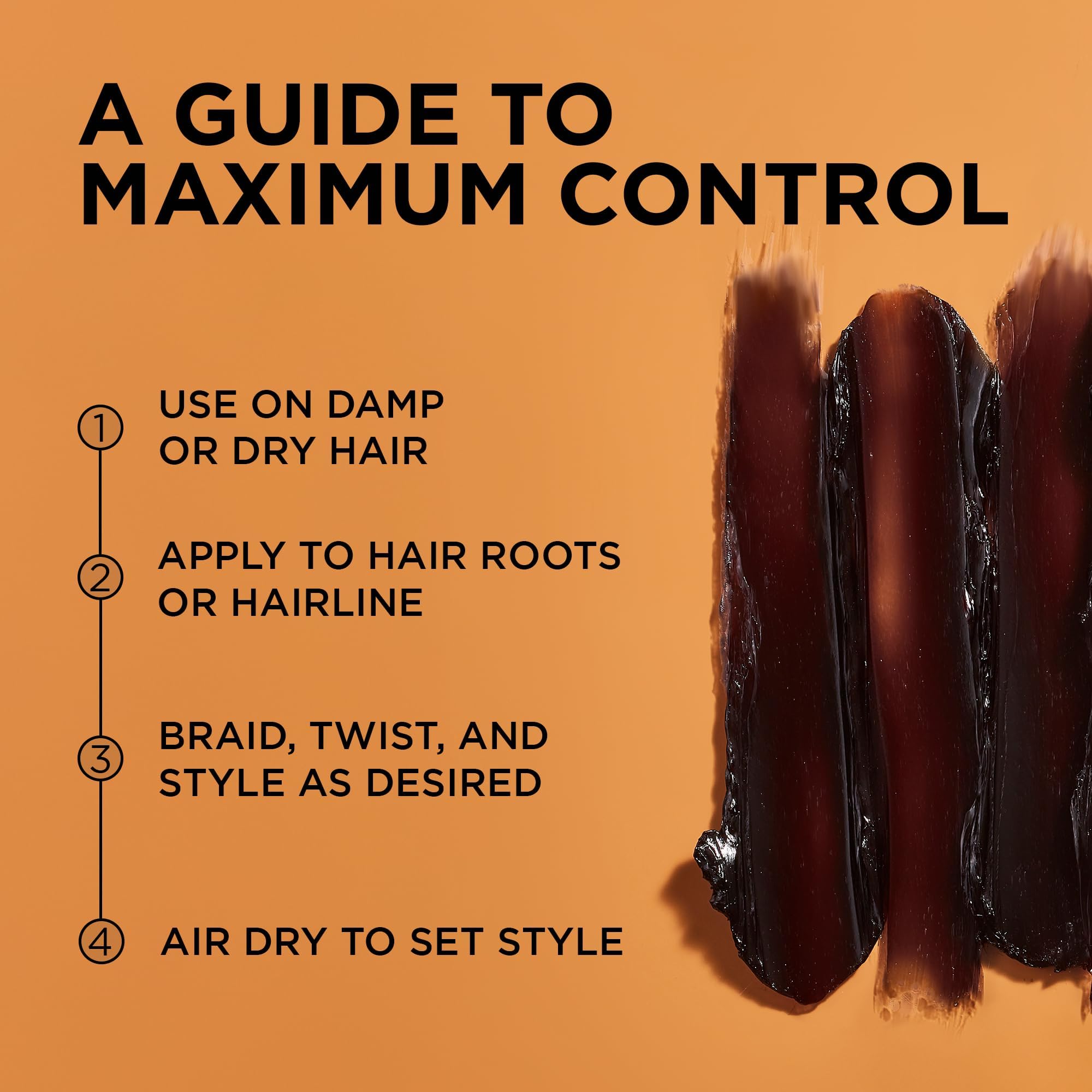 African Pride gel with smooth foam on hair for easy detangling.