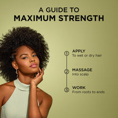 African Pride Feel It Formula oil texture on scalp shows cooling peppermint sensation.