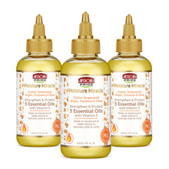 African Pride Moisture Miracle bottle pour demonstrates easy application for instant hydration