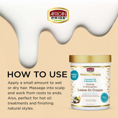 African Pride Moisture Miracle cream texture closeup highlights moisture