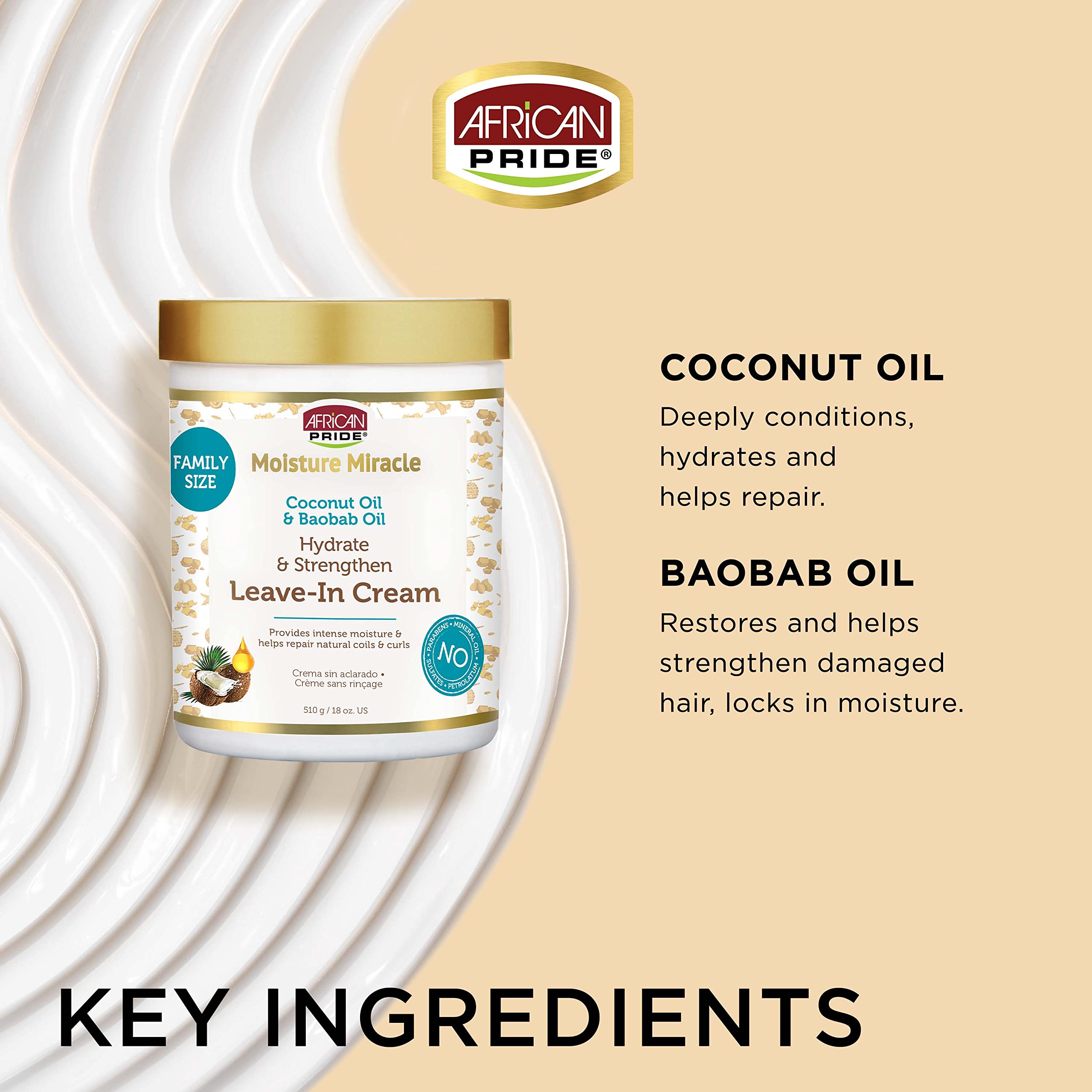 African Pride Moisture Miracle label detail with natural ingredients