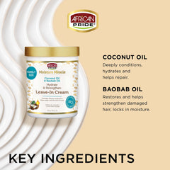 African Pride Moisture Miracle label detail with natural ingredients