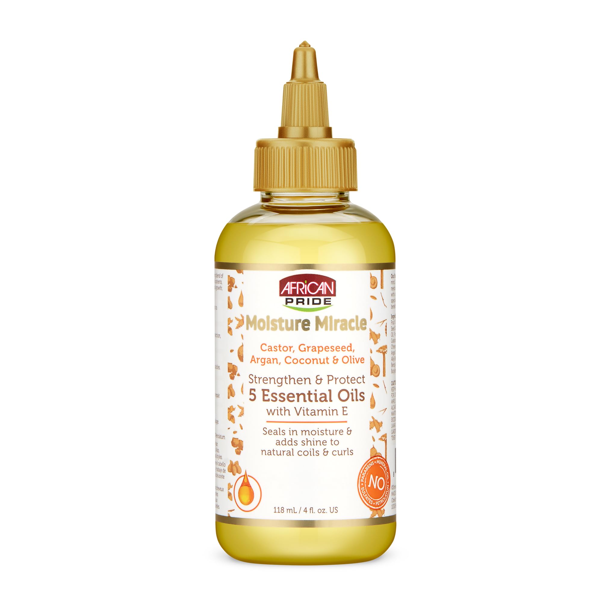 African Pride Moisture Miracle oils bottle highlighting hydration for hair