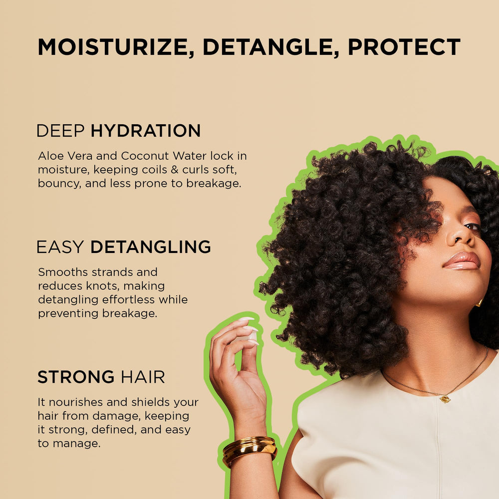 African Pride Moisture Miracle detangler applied to hair for smoother detangling