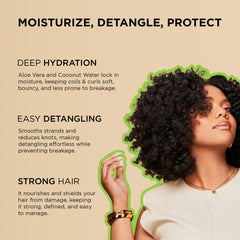 African Pride Moisture Miracle detangler applied to hair for smoother detangling