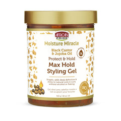 African Pride Moisture Miracle gel defines natural coils with a smooth finish