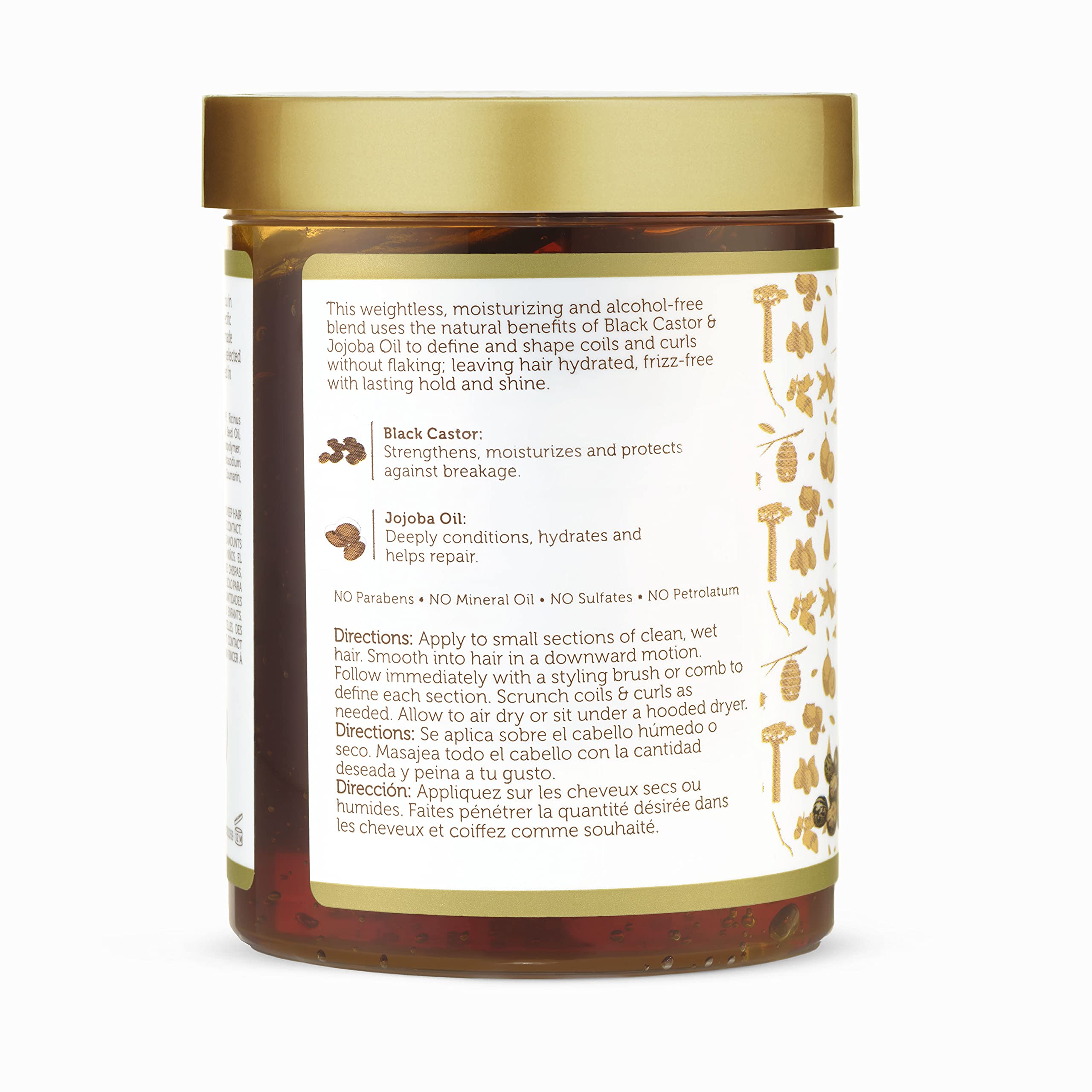 Packaging highlights African Pride Moisture Miracle gel ingredients