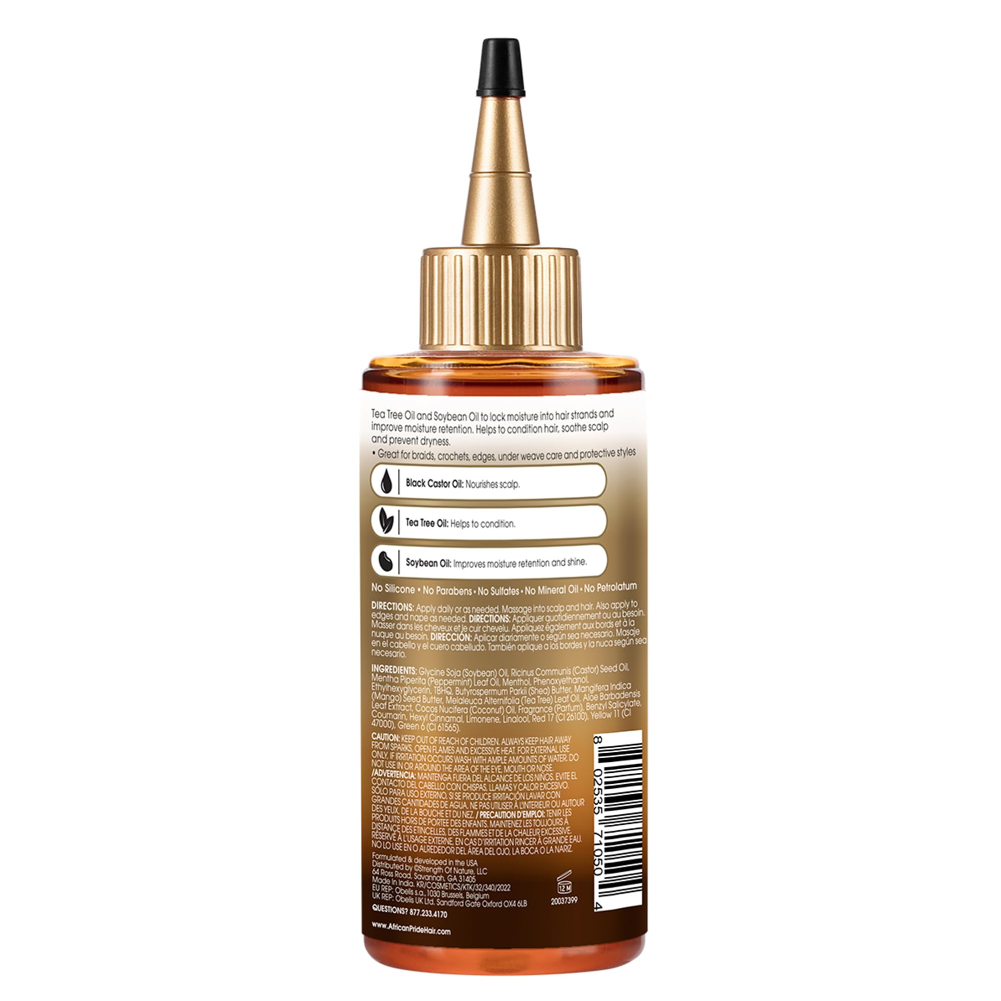 African Pride Black Castor Miracle Oil 6oz packaging ready for home care
