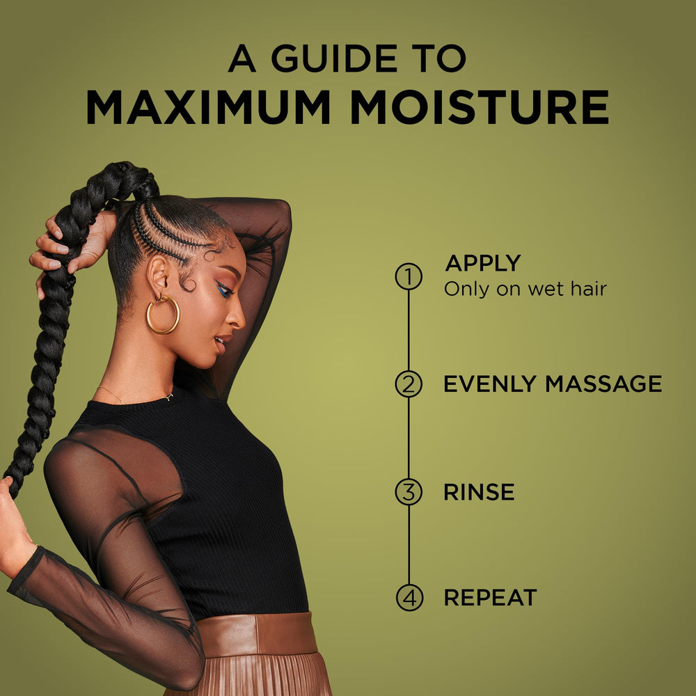 Massage du cuir chevelu avec Olive Miracle 2 en 1 pour fraîcheur.