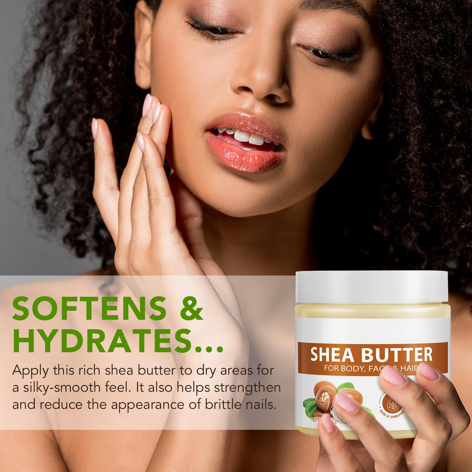 African Shea Butter Raw natural ingredients label signaling chemical-free care.