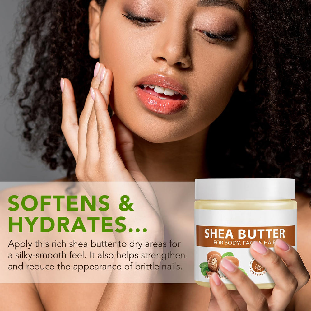 African Shea Butter Raw natural ingredients label signaling chemical-free care.