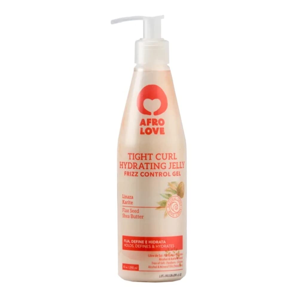 Afro Love Tight Curl Hydrating Jelly bottle delivering moisture for defined, frizz-free curls.