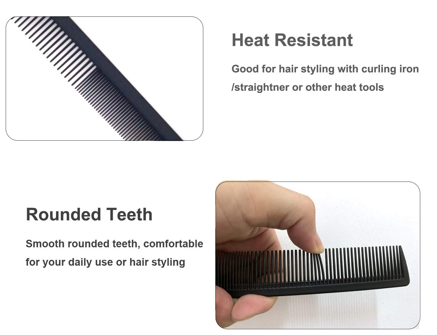AFT90 salon-quality comb with rounded teeth protects the scalp.