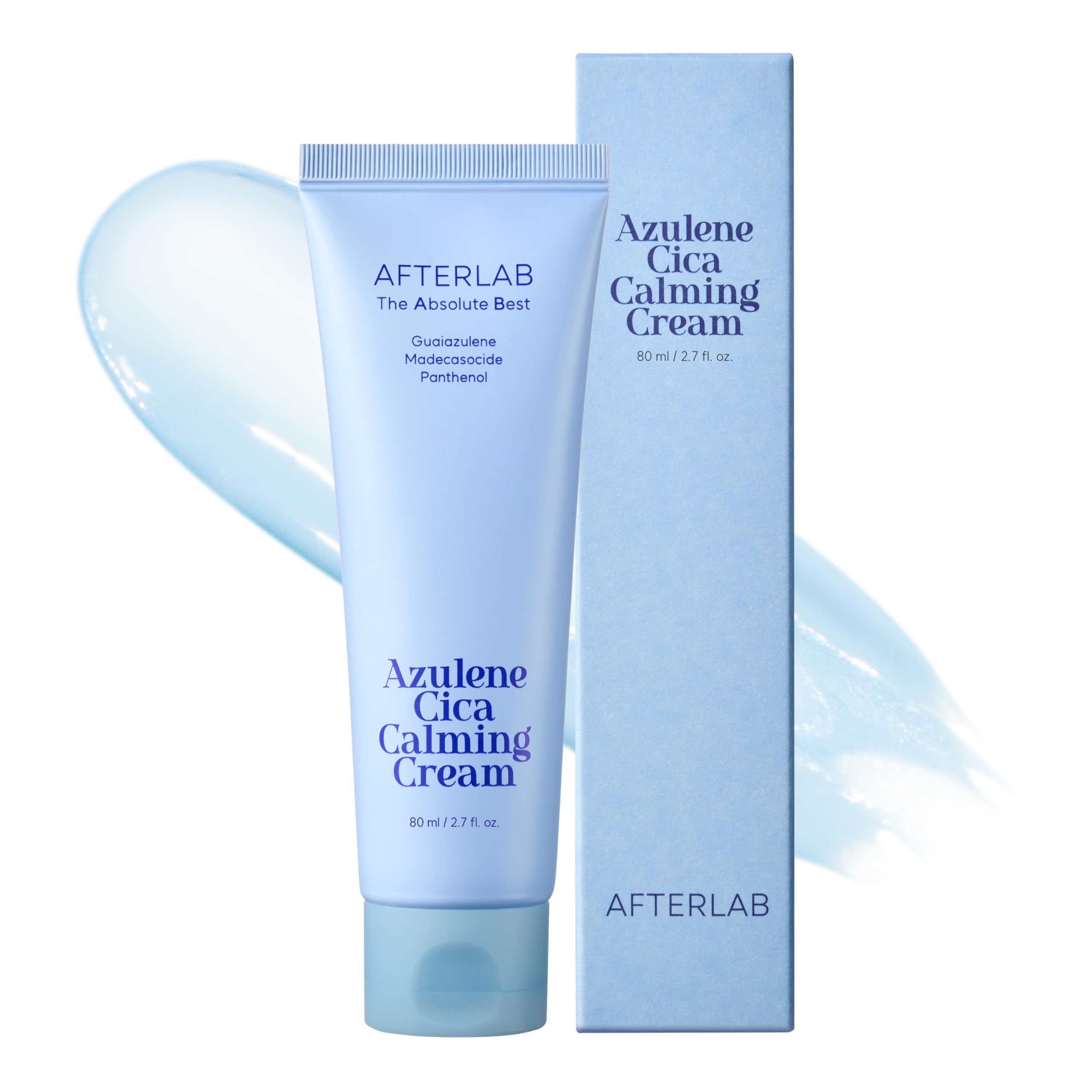 AfterLAB Azulene Cica Cream jar closeup offering soothing hydration for sensitive skin.