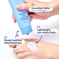 Product on hand demonstrating easy spreading of AfterLAB Azulene Cica Cream.