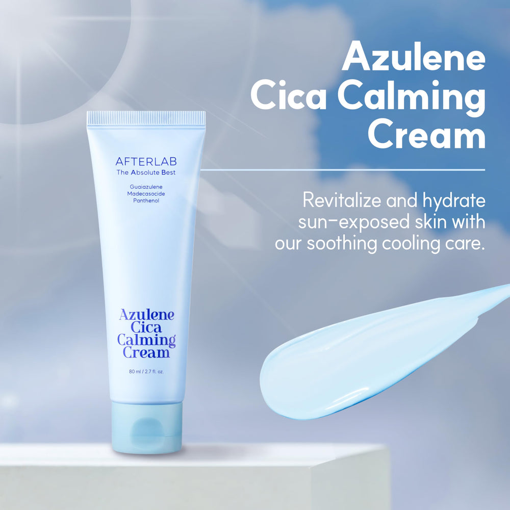 Texture swatch of AfterLAB Azulene Cica Cream showing lightweight, fast-absorbing moisture.