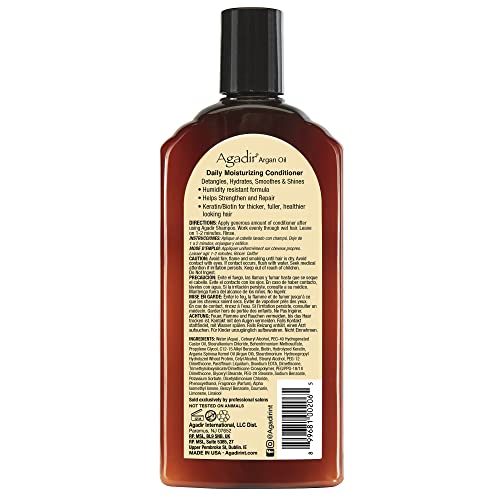 Agadir Argan Oil conditioner pump dispensing product for quick, even application.