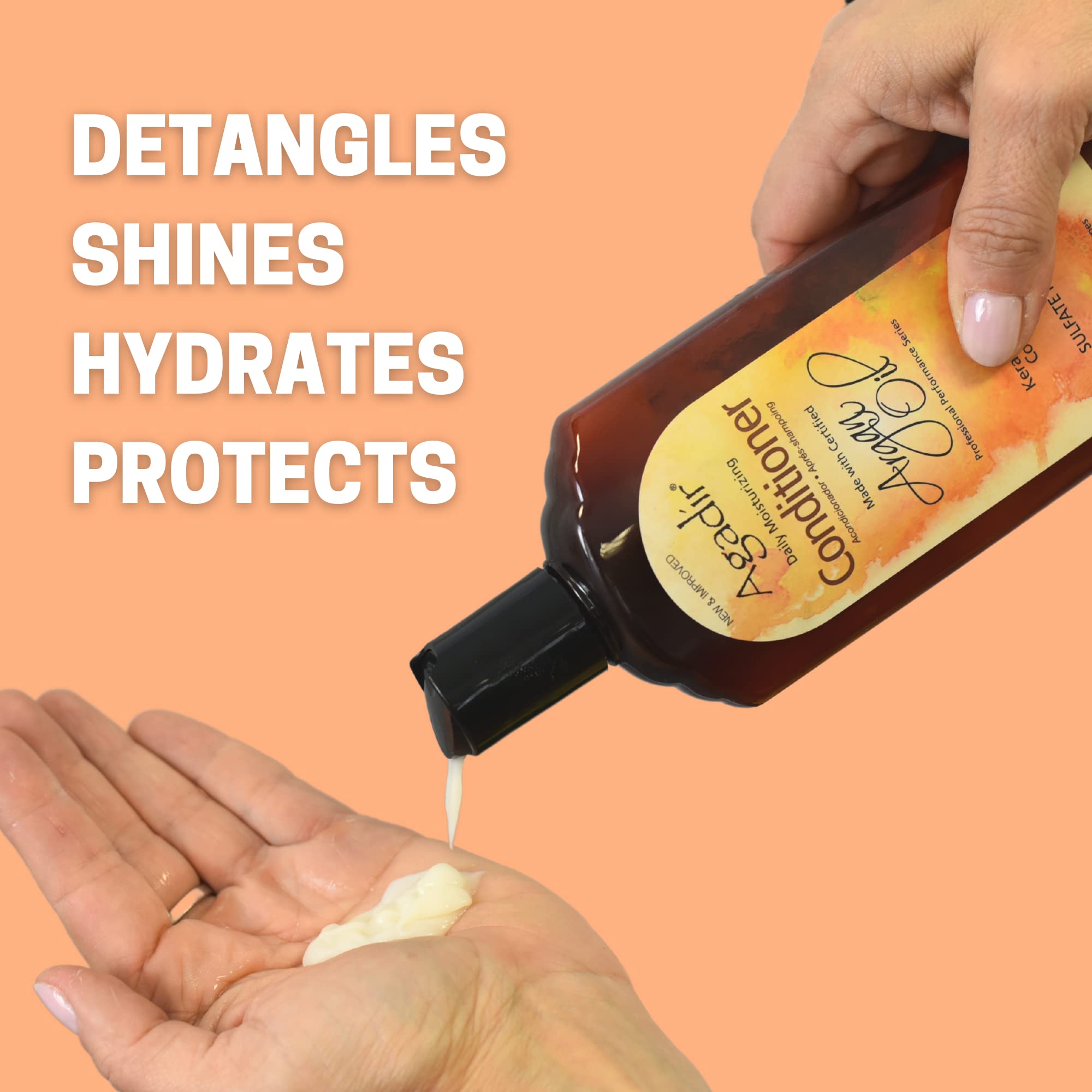 Agadir Argan Oil Daily Moisturizing Conditioner closeup texture showing creamy consistency.