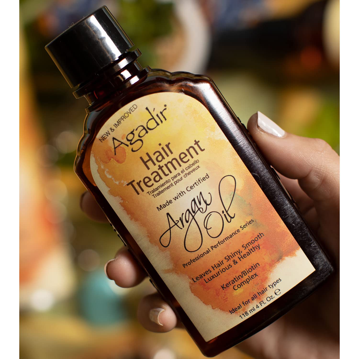 Agadir Argan Oil Hair Treatment close-up on argan oil formula.